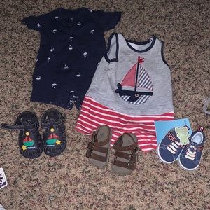 Cutest little baby sailing clothes and shoes